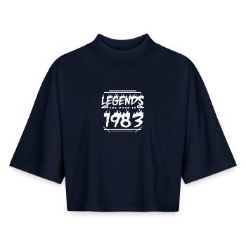 1983 - Jahrgang 1983 - Baujahr 1983 - Legende - Boxy Frauen Recyceltes 1/2 Sleeved T-Shirt by Stanley/Stella - Navy - Vorne - AI Model Female 172 light (172cm)
