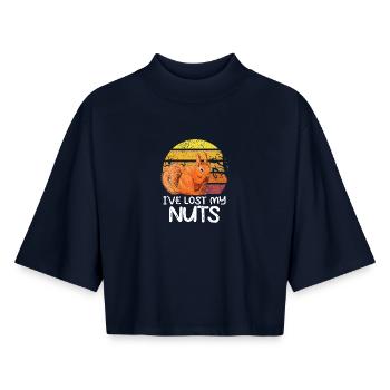 I 've lost my nuts - Boxy Frauen Recyceltes 1/2 Sleeved T-Shirt by Stanley/Stella - Navy - Vorne - AI Model Female 172 light (172cm)