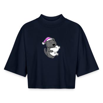 Tired Sleeping In Sleeping Pink - Boxy Women's Recycled 1/2 Sleeved T-Shirt by Stanley/Stella - navy - Front - AI Model Female 172 light (172cm)