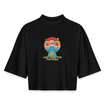 Just here for the Pizza - Boxy Frauen Recyceltes 1/2 Sleeved T-Shirt by Stanley/Stella - Schwarz - Vorne - AI Model Female 172 light (172cm)