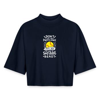 Softball Softball-Spieler - Boxy Frauen Recyceltes 1/2 Sleeved T-Shirt by Stanley/Stella - Navy - Vorne - AI Model Female 172 light (172cm)