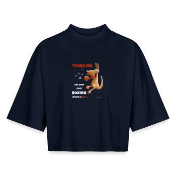 Tough Me Boxing Lesson Boxer Känguru - Boxy Frauen Recyceltes 1/2 Sleeved T-Shirt by Stanley/Stella - Navy - Vorne - AI Model Female 172 light (172cm)