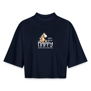 Horses Make Make me Happy Humans Make my Head Hurt - Boxy Women's Recycled 1/2 Sleeved T-Shirt by Stanley/Stella - navy - Front - AI Model Female 172 light (172cm)