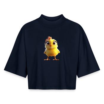 Chicken Chicken Hen Farm Farmer Cute Chickens - Boxy Women's Recycled 1/2 Sleeved T-Shirt by Stanley/Stella - navy - Front - AI Model Female 172 light (172cm)
