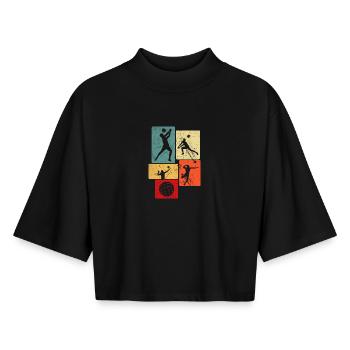 Volleyball - Boxy Women's Recycled 1/2 Sleeved T-Shirt by Stanley/Stella - black - Front - AI Model Female 172 light (172cm)