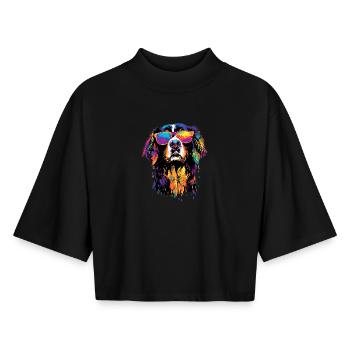 Bernese Mountain Dog Cute Dogs Swiss Mountain Dogs - Boxy Women's Recycled 1/2 Sleeved T-Shirt by Stanley/Stella - black - Front - AI Model Female 172 light (172cm)