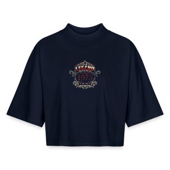 Geburtstag Legende 1975 Vintage Stil - Boxy Frauen Recyceltes 1/2 Sleeved T-Shirt by Stanley/Stella - Navy - Vorne - AI Model Female 172 light (172cm)