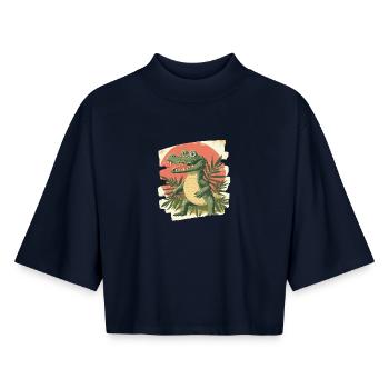 Krokodil - Boxy Frauen Recyceltes 1/2 Sleeved T-Shirt by Stanley/Stella - Navy - Vorne - AI Model Female 172 light (172cm)