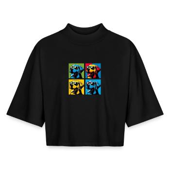 Lab Love Pop, Kumpel, Marshmallow, Teddy, Glücklich - Boxy Frauen Recyceltes 1/2 Sleeved T-Shirt by Stanley/Stella - Schwarz - Vorne - AI Model Female 172 light (172cm)