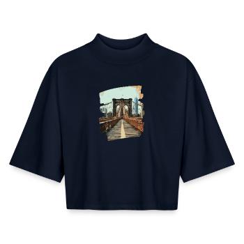 Brooklyn Bridge - Boxy Frauen Recyceltes 1/2 Sleeved T-Shirt by Stanley/Stella - Navy - Vorne - AI Model Female 172 light (172cm)