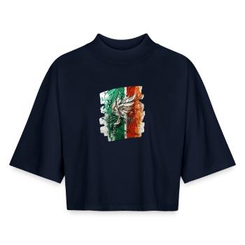 Drapeau italien Italie - T-shirt femme coupe boxy recyclé manches mi-longues Stanley/Stella - marine - Devant - AI Model Female 172 light (172cm)