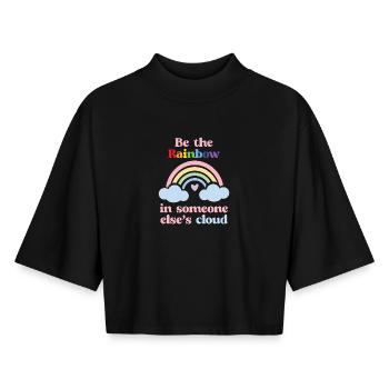 LGBTQ Pride Month - Sei der Regenbogen - Boxy Frauen Recyceltes 1/2 Sleeved T-Shirt by Stanley/Stella - Schwarz - Vorne - AI Model Female 172 light (172cm)