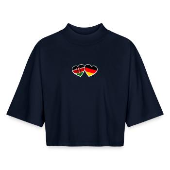 Kenia Deutschland Herz Liebe Flagge Kenianer - Boxy Frauen Recyceltes 1/2 Sleeved T-Shirt by Stanley/Stella - Navy - Vorne - AI Model Female 172 light (172cm)