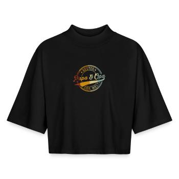 Meilleur papa et grand-père du monde - Fête des pères de grand-père - T-shirt femme coupe boxy recyclé manches mi-longues Stanley/Stella - noir - Devant - AI Model Female 172 light (172cm)