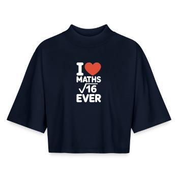 Math J’adore les maths Maths Nerd Professeur de mathématiques - T-shirt femme coupe boxy recyclé manches mi-longues Stanley/Stella - marine - Devant - AI Model Female 172 light (172cm)