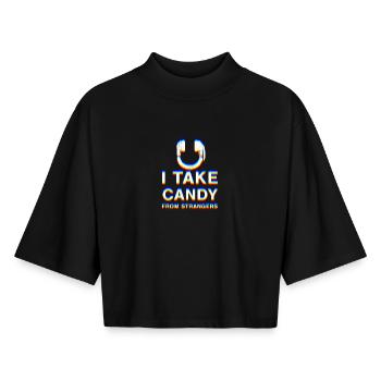 Buntes Spaßmotiv mit Zuckersüßer Botschaft - Boxy Frauen Recyceltes 1/2 Sleeved T-Shirt by Stanley/Stella - Schwarz - Vorne - AI Model Female 172 light (172cm)