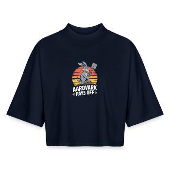 Aardvark Pays Off Anteater Motivation Garden - Boxy Women's Recycled 1/2 Sleeved T-Shirt by Stanley/Stella - navy - Front - AI Model Female 172 light (172cm)