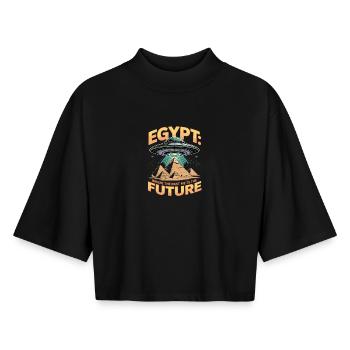Egypt Egypt Where The Past Meets The Future - Boxy Women's Recycled 1/2 Sleeved T-Shirt by Stanley/Stella - black - Front - AI Model Female 172 light (172cm)