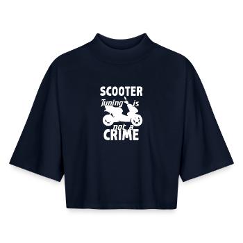 Scooter Tuning is not a crime - Boxy Frauen Recyceltes 1/2 Sleeved T-Shirt by Stanley/Stella - Navy - Vorne - AI Model Female 172 light (172cm)