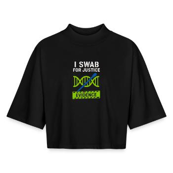 Chimiste médico-légal, Laboratoire criminel, Toxicologie - T-shirt femme coupe boxy recyclé manches mi-longues Stanley/Stella - noir - Devant - AI Model Female 172 light (172cm)