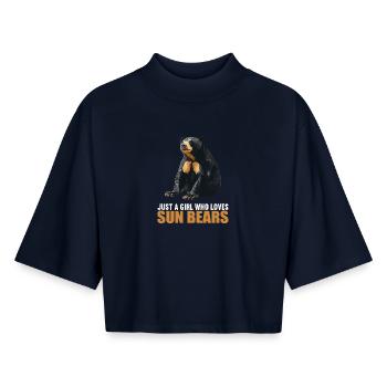 Sun Bear Malaienbär - Boxy Frauen Recyceltes 1/2 Sleeved T-Shirt by Stanley/Stella - Navy - Vorne - AI Model Female 172 light (172cm)