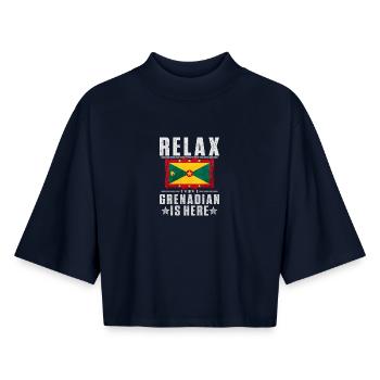 Grenade - T-shirt femme coupe boxy recyclé manches mi-longues Stanley/Stella - marine - Devant - AI Model Female 172 light (172cm)