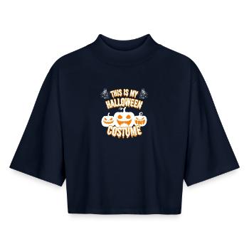 Scary Halloween Costume - Boxy Women's Recycled 1/2 Sleeved T-Shirt by Stanley/Stella - navy - Front - AI Model Female 172 light (172cm)