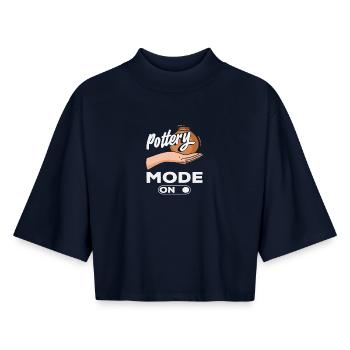 Pottery mode active for creative minds - Boxy Women's Recycled 1/2 Sleeved T-Shirt by Stanley/Stella - navy - Front - AI Model Female 172 light (172cm)