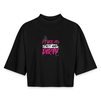 Fast and dirty Schlammlauf Mud Run Muddy Race - Boxy Women's Recycled 1/2 Sleeved T-Shirt by Stanley/Stella - black - Front - AI Model Female 172 light (172cm)