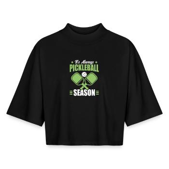 Pickleball Season Tournament Paddleball - Boxy Women's Recycled 1/2 Sleeved T-Shirt by Stanley/Stella - black - Front - AI Model Female 172 light (172cm)