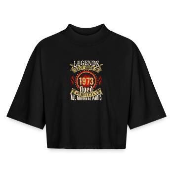 Legends Born in 1973 Aged Perfectly - Boxy Women's Recycled 1/2 Sleeved T-Shirt by Stanley/Stella - black - Front - AI Model Female 172 light (172cm)