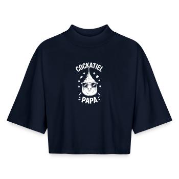 calopsitte disant papa cockatiel cadeau - T-shirt femme coupe boxy recyclé manches mi-longues Stanley/Stella - marine - Devant - AI Model Female 172 light (172cm)