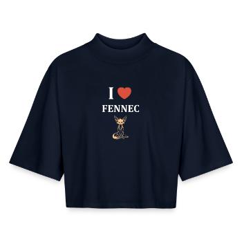 I like Fennec - Boxy Women's Recycled 1/2 Sleeved T-Shirt by Stanley/Stella - navy - Front - AI Model Female 172 light (172cm)