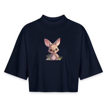 Wallabys Wallaby - Boxy Frauen Recyceltes 1/2 Sleeved T-Shirt by Stanley/Stella - Navy - Vorne - AI Model Female 172 light (172cm)