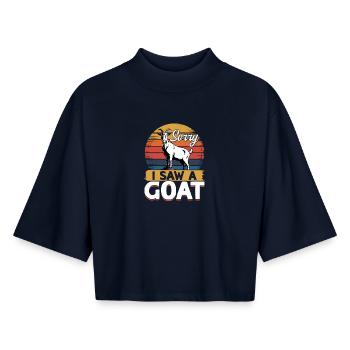 Funny Farm Animal Goat - Boxy Women's Recycled 1/2 Sleeved T-Shirt by Stanley/Stella - navy - Front - AI Model Female 172 light (172cm)
