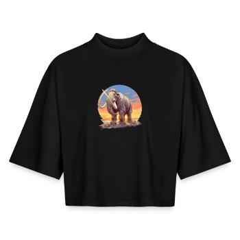 Mammouths Mammouth - T-shirt femme coupe boxy recyclé manches mi-longues Stanley/Stella - noir - Devant - AI Model Female 172 light (172cm)