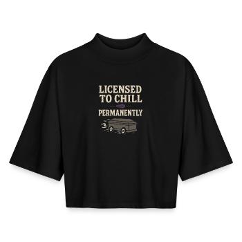 Cadavre Science Humour noir Mort Positif - T-shirt femme coupe boxy recyclé manches mi-longues Stanley/Stella - noir - Devant - AI Model Female 172 light (172cm)