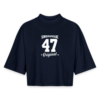 47 Geburtstag - Boxy Frauen Recyceltes 1/2 Sleeved T-Shirt by Stanley/Stella - Navy - Vorne - AI Model Female 172 light (172cm)