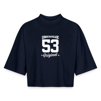 53 Geburtstag - Boxy Frauen Recyceltes 1/2 Sleeved T-Shirt by Stanley/Stella - Navy - Vorne - AI Model Female 172 light (172cm)