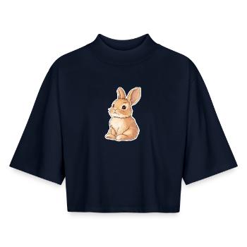 Hase - Boxy Frauen Recyceltes 1/2 Sleeved T-Shirt by Stanley/Stella - Navy - Vorne - AI Model Female 172 light (172cm)