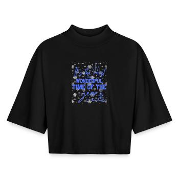 Festliche Weihnachtsstimmung - Boxy Frauen Recyceltes 1/2 Sleeved T-Shirt by Stanley/Stella - Schwarz - Vorne - AI Model Female 172 light (172cm)