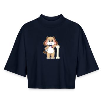 Hund Bräutigam Fliege Hochzeit - Boxy Frauen Recyceltes 1/2 Sleeved T-Shirt by Stanley/Stella - Navy - Vorne - AI Model Female 172 light (172cm)