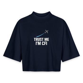 Flight Instructor Cfi Pilot Aviation Instructor - Boxy Women's Recycled 1/2 Sleeved T-Shirt by Stanley/Stella - navy - Front - AI Model Female 172 light (172cm)