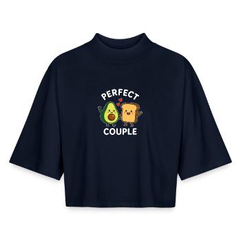 Perfect Couple Avocado Toast Love - Boxy Frauen Recyceltes 1/2 Sleeved T-Shirt by Stanley/Stella - Navy - Vorne - AI Model Female 172 light (172cm)