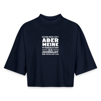 Je ne suis pas drôle de Dieu Reporter Journalistes - T-shirt femme coupe boxy recyclé manches mi-longues Stanley/Stella - marine - Devant - AI Model Female 172 light (172cm)