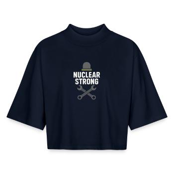 Stolz - Boxy Frauen Recyceltes 1/2 Sleeved T-Shirt by Stanley/Stella - Navy - Vorne - AI Model Female 172 light (172cm)