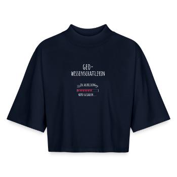 Cadeau de formation pour les études de géoscientifiques - T-shirt femme coupe boxy recyclé manches mi-longues Stanley/Stella - marine - Devant - AI Model Female 172 light (172cm)