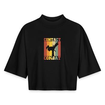 Silhouette of a Karate Woman – Combat Contact - Boxy Women's Recycled 1/2 Sleeved T-Shirt by Stanley/Stella - black - Front - AI Model Female 172 light (172cm)