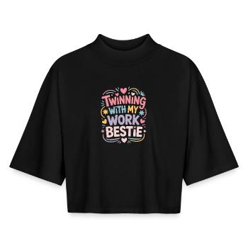 Petite amie Profession Disant Drôle Travail Emploi Cadeau - T-shirt femme coupe boxy recyclé manches mi-longues Stanley/Stella - noir - Devant - AI Model Female 172 light (172cm)