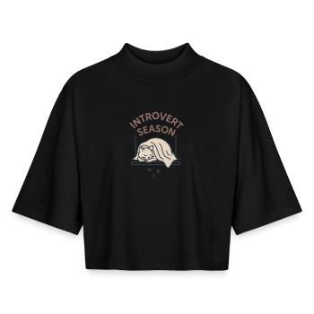 Cabincore Gemütliche Winter-selbstfürsorge-saison - Boxy Frauen Recyceltes 1/2 Sleeved T-Shirt by Stanley/Stella - Schwarz - Vorne - AI Model Female 172 light (172cm)